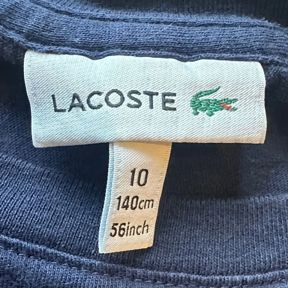 Lacoste Boys Dark Blue Short Sleeve Tee Size 10